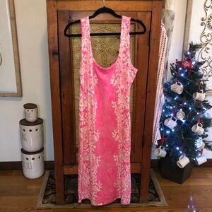 Lilly Pulitzer Mick Square Neck Ribbed Dress Roxie Pink Shadow Dancer Size XL